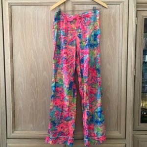 Lilly Pulitzer Pajama Pants Multi Palm Beach Coral